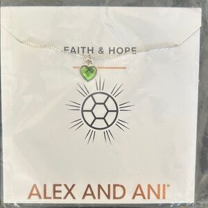 Alex and Ani Silver Peridot Green Heart Necklace August Birthstone